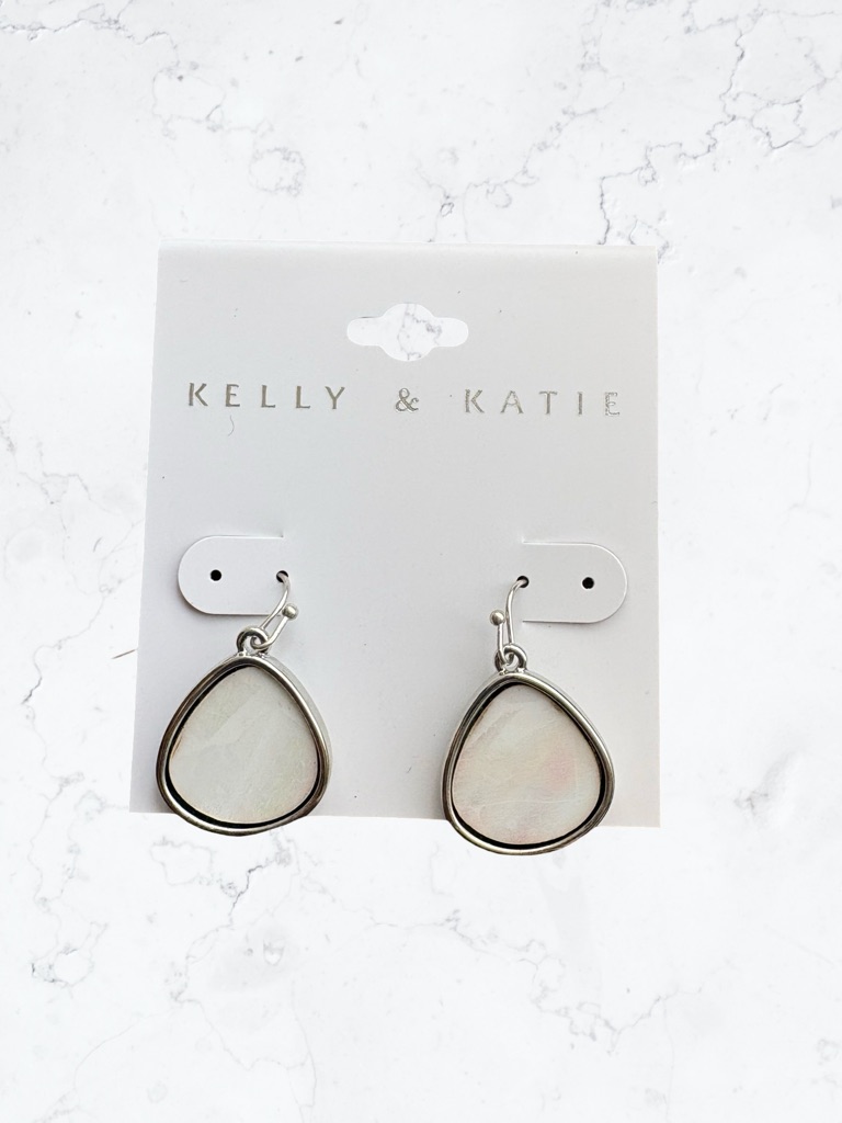 Kelly & Katie Iridescent White Teardrop Dangle Earrings